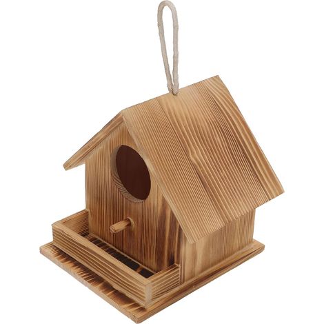 Nichoir Oiseaux - Bois Naturel - 17.2 x 17.2 x 17.2 cm - Pour Jardin Extérieur - 1 Pièce (1/5)
