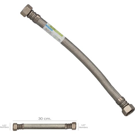 Tubo Termo Flessibile In Acciaio Inox Rinforzato Femmina 1/2" - Femmina 1/2" Lunghezza 300 mm (1/3)