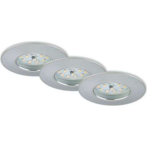 LED Einbauleuchten Dimmbar 3er Set IP44 6,5 W alu Kunststoff Ø 7,5 cm Briloner