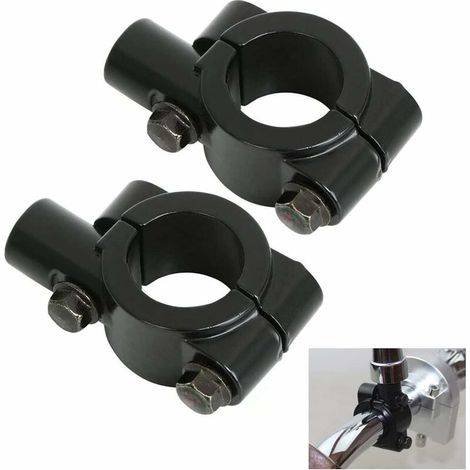 Green Mobility-2 Pièces Pince de Miroir en Aluminium Noir, Adaptateur de Pince de Miroir de Moto, 22mm/0,87 Pouce, Pince de Miroir de Guidon Moto, Universelle Guidon Miroir Mont, pour Le Guidon, pour (1/5)