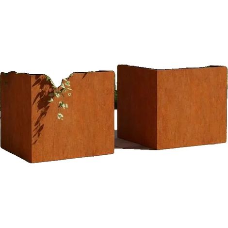 Jardinières, Acier Corten, Design Anti-Corrosion, Kaki Foncé (1/2)