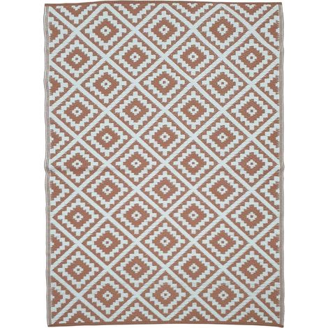 Tapis extérieur réversible pour balcon et terrasse Terracotta 120 x 180 Blanc (1/5)