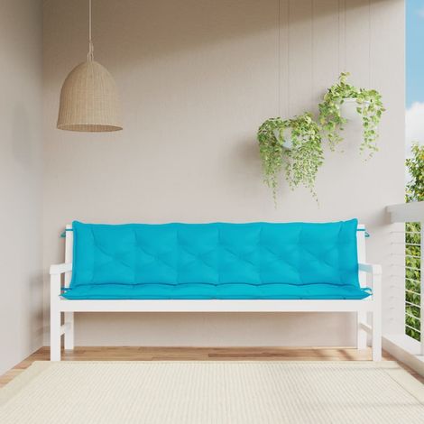 Lot de 2 Coussins pour banc de jardin turquoise 200x50x7 cm tissu -FV66735 (1/5)