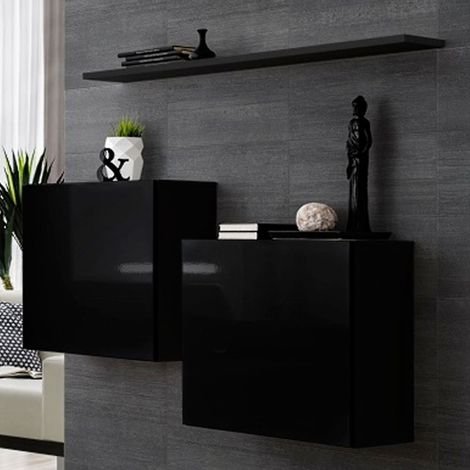 Lot de 2 Blocs & Étagère "Switch SBI" 130cm Noir (1/5)