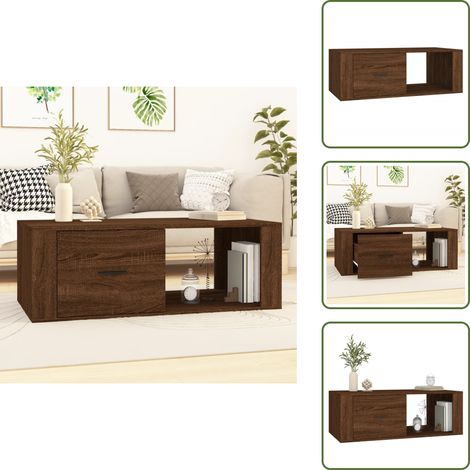 Couchtisch Braun Eichen-Optik 100x50,5x35 cm Holzwerkstoff - Couchtisch - Wohnzimmerstil - Esszimmertisch - Holzmöbel - Holzwerkstoff (1/5)