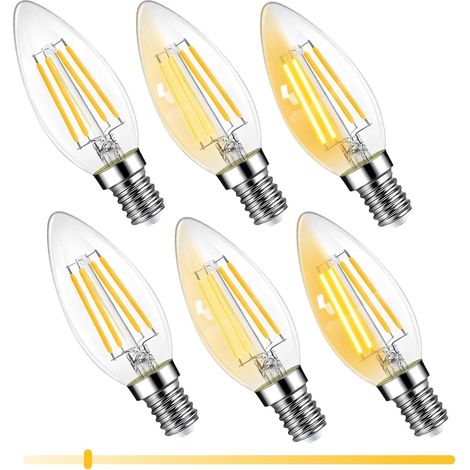 E14 LED Candle Bulb, 6W Dimmable LED Bulb, Equivalent to 60W Incandescent Bulb, 600LM LED Bulb, 2700K Warm White, Energy Saving for Chandeliers, Wall Lamps, 220V, Pack of 6 [Energy Class F] (1/5)