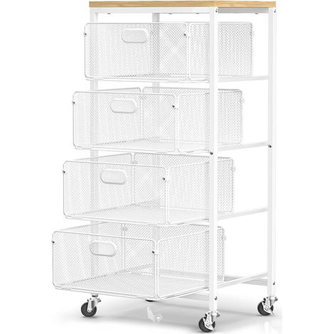 Chariot à roulettes avec tiroirs, chariot de bricolage à 4 étages avec roues verrouillables, tiroir de rangement en métal, organisateur de bricolage, chariot d'art pour cuisine, salle de bain (1/5)