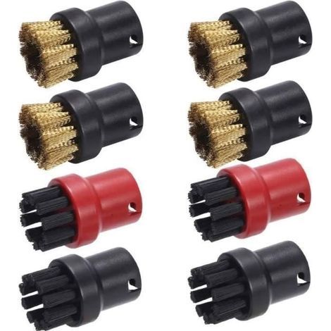 Lot de 8 Brosses Ronde Accessoire,En Nylon+Fil De Laiton Pour Nettoyeur Vapeur Karcher SC1 SC2 SC3 SC4 SC5 SC7 (1/4)