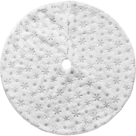 White Fluffy Tree Skirt Festival Tree Skirt Snow Hair Tree Mat Silver 120cm (1/5)