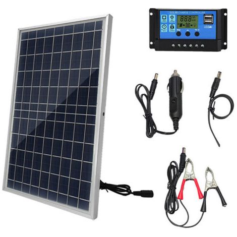 RHG Panneau solaire en silicium polycristallin 10 W, module photovoltaïque, alimentation de stockage d'énergie extérieure pour téléphone portable de voiture (1/5)