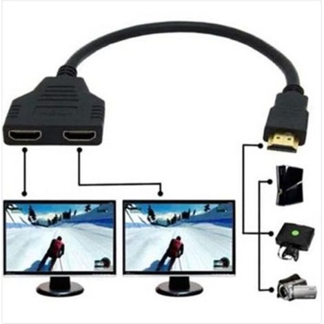 Prise HDMI 1 mâle vers Double HDMI 2 femelle Y de câble de répartiteur LCD LED HD TV W931 L0CEF (1/4)