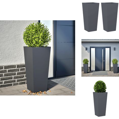 Jardinières 2 pcs anthracite 35x35x75 cm acier - Jardinière - Jardinières - Jardinière D'extérieur - Jardinière De Patio (1/5)
