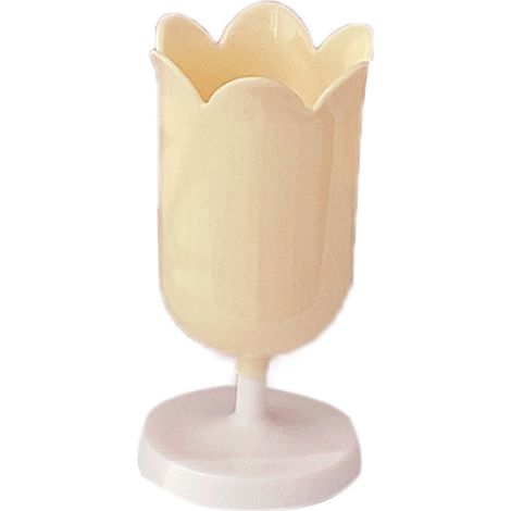 Porte-stylo en Forme de Tulipe Vintage - Grand Rangement pour Bureau, Salle d'Étude ou Maison - Accessoire Photo Créatif Jaune (1/5)