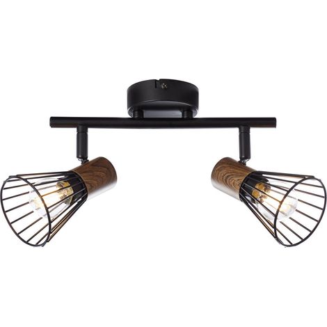 BRILLIANT Lampe Manama Spotrohr 2flg holz dunkel/schwarz matt 2x D45, E14, 18W, geeignet für Tropfenlampen (nicht enthalten) Köpfe schwenkbar (1/5)