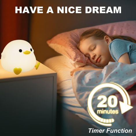 DoDo Duck Veilleuse pour Enfants, Dodo Duck Veilleuse Animal Mignon Veilleuse Enfant à Intensité Variable Veilleuse Portable avec Minuterie, Cadeau pour Garçons, Filles, Femmes (1/5)