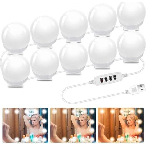 Bardusch-Lumière de Miroir, 10 Ampoules Lumière LED, Lampes de Maquillage et 3 Couleurs 9 Niveaux de Luminosité (1/4)