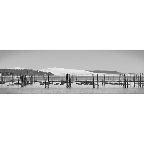 Tableau sur toile Arcachon noir et blanc 30x97 cm - Impression sur Toile Murale Décorative - Image imprimée en HD sur Toile - Toile sur Châssis en Bois FSC - Fabriqué en France (1/4)