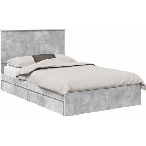 Letto con Contenitore con testiera Grigio cemento 135 x 190 cm vidaXL