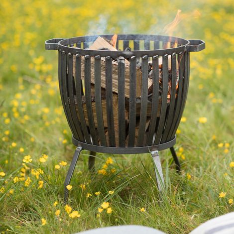 Garden Trading Barrington Fire Pit Basket Bowl Outdoor Heater Small Black