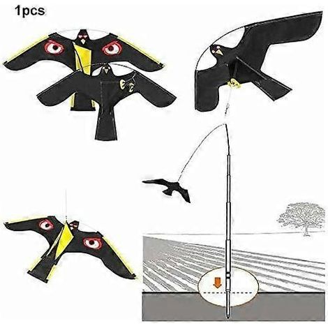 Cerf-volant Bird Hawk avec mât, protecteur de cultures agricoles, effaroucheur d'oiseaux, cerf-volant avec mât de 4 m, style C (1/5)