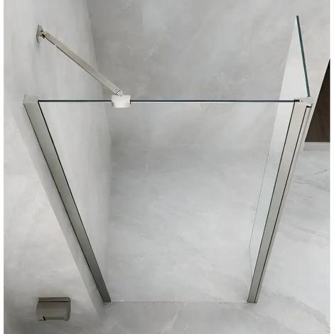Box Doccia Walk in Cristallo 8mm Anta Fissa + Deflettore da 30 o 40cm - Misura Box Walk In 90+30