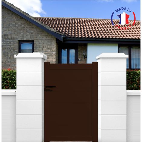 Portillon aluminium modèle plein en kit dimensions L.1000 (entre piliers) x H.1900 mm Couleurs Marron (RAL 1247)