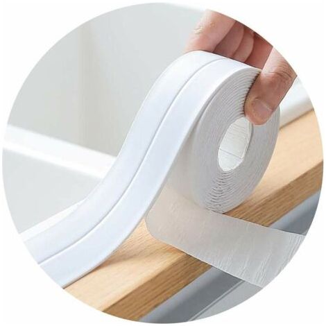 Cinta de Silicona Selladora Blanca (2x3.2m) - Impermeable y Anti-Hongos para Baño y Cocina - Adhesivo para Juntas de Azulejos, Ducha, Lavabo - Fácil Aplicación