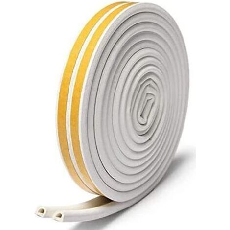 10m Joint d'étanchéité autocollant pour portes, joints de fenêtre en mousse, joint en caoutchouc, joint en caoutchouc, anti-collision, anti-sonorisation, étanche, étanche à la poussière Blanc (1/5)