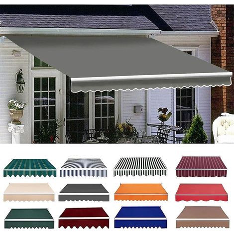 Tissu De Remplacement pour Auvent De Terrasse Rétractable,Tissu De Rechange pour Store Banne en Polyester, Toile D'Auvent Couverture D'auvent Protection Solaire Imperméable(Gray,3x2m/10x6.5ft) (1/5)