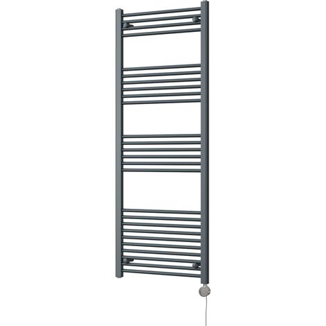 Zennor - Anthracite Electric Towel Rail H1600mm x W600mm Straight 800w Thermostatic (1/3)