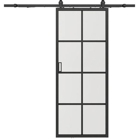 Porta scorrevole esterno muro H205 x L93 cm Alluminio e Vetro temperato - WILDEN II (1/5)