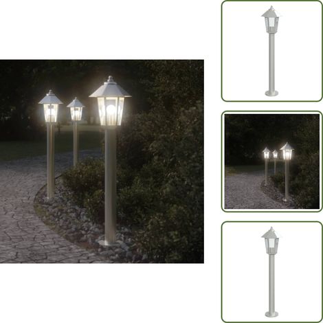 Lampadaire d'extérieur argenté 80 cm acier inoxydable - Lampadaire Exterieur - Éclairage Extérieur - Luminaire Extérieur - Lampe De Terrasse - Lumière Extérieure (1/5)