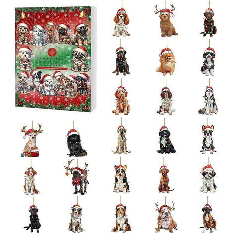 Calendrier de l'Avent 2025 avec un adorable chien - Décoration de sapin de Noël à suspendre (1/5)