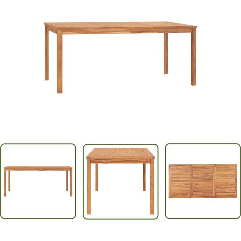 The Living Store Garten-Esstisch 180x90x77 cm Massivholz Teak - Gartentisch - Teak Holz - Massivholzt Tisch - Outdoor Tisch - Esstisch (1/5)