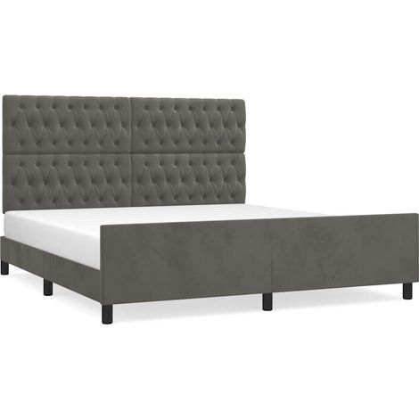 Maison Exclusive - Giroletto con Testiera Grigio Scuro 180x200 cm in Velluto (1/5)
