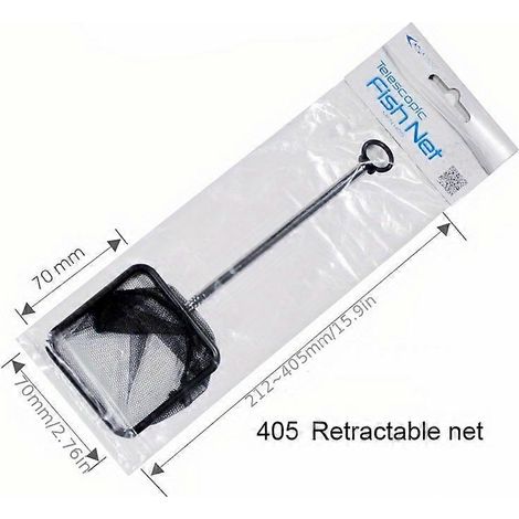 Épuisette pour aquarium, maille fine de 15 cm, manche rétractable de 23 à 61 cm, manche en acier inoxydable, modèle Aqu 405 (1/5)