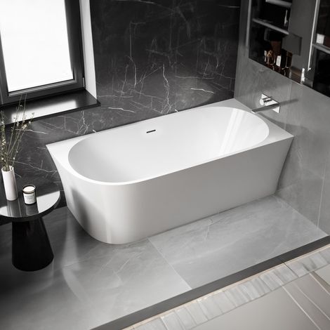 Bañera exenta NOVA CORNER Acrílico - 170 x 78 cm - instalación a la derecha - superficie seleccionable:Blanco brillante