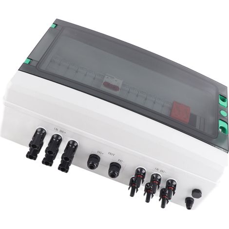 Photovoltaik-Kombinationsbox für 6 Solarmodule (6 Eingänge, 1 Ausgang), 10-A-Sicherung, mit Blitzableiter, 500 V DC (1/5)