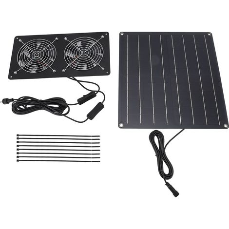 Kit de ventilateur d'extraction solaire 20W, panneau de commande à Double interrupteur, Ventilation de refroidissement pour poulailler et serre (1/5)