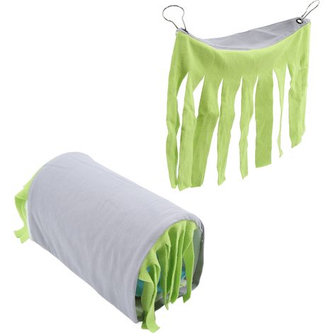 Tunnel pour animaux de compagnie, cachette amovible pour petits animaux avec hamac et rideaux à pompons, vert (1/5)