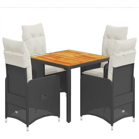 Maison Exclusive - Set Bistrò da Giardino 5 pz con Cuscini in Polyrattan Nero (1/5)