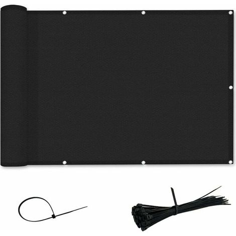 Pantalla de privacidad y parasol para balcón de HDPE: resistente a los rayos UV, al desgarro y a los arañazos (0,9 x 3 m, negra) (1/5)