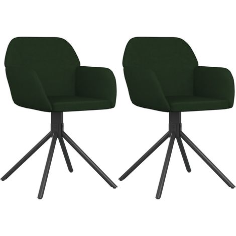 Lot de 2 Chaises pivotantes à manger,Chaise de cuisine Vert foncé Velours CFW26617 (1/5)