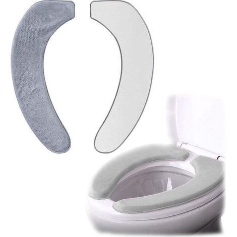 Siège WC adhésif gris lavable flanelle et mousse à (1/5)