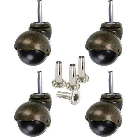 40 mm bronzefarbenes Kugelrad, Möbelrollen mit Buchsen, runde Kugelrollen, Ersatz für Möbel, Sofa, Stuhl, Schrank, 4 Stück