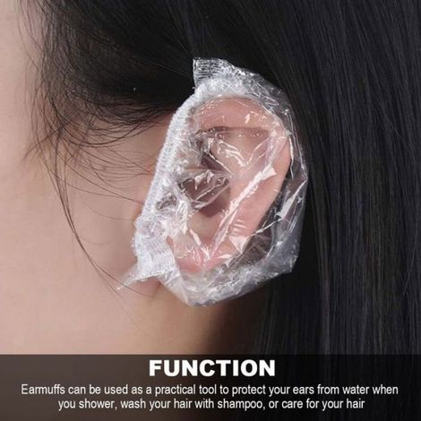 Protecteurs d'oreille jetables - - Lot de 100 - Imperméables PE - Bande élastique - Transparent (1/5)