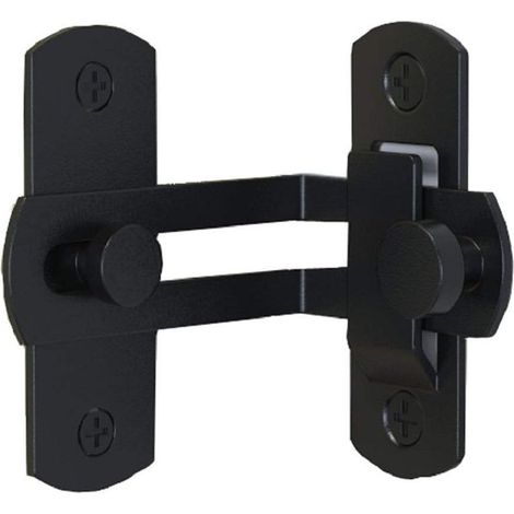 (Negro) Pestillo de puerta plegable de 90 grados, cerrojo para puerta de granero, cerradura de ángulo recto, pestillo de puerta curvo (1/5)