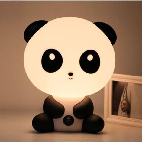 Veilleuse Lampe de Nuit Chevet Table Lumière Douce Blanc Chaud Déco Cadeau Style Panda pour Chambre Enfant Bébé