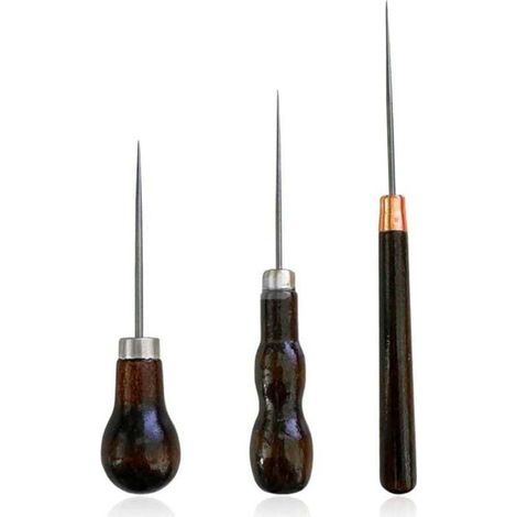 Set di 3 punteruoli per cucire la pelle, punteruolo in legno, per cucire la pelle, fai da te in pelle (1/4)