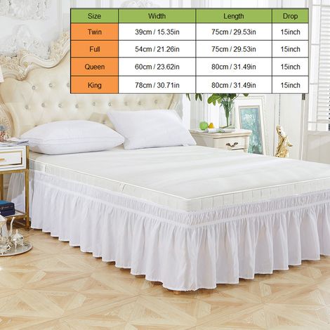 Jupe de lit élastique en polyester à volants, facile à installer, couvre-lit avec cantonnière (lit simple) (1/5)